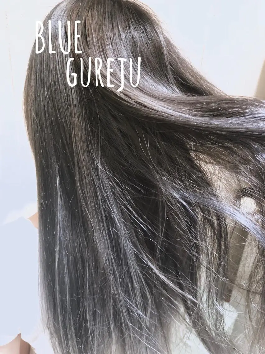 ロング カラー パーマ ヘアアレンジ アッシュ ベージュカラー ブリーチ ブルーカラー ブルーグレー 【ツヤ髪美容師】 ツダケイスケのヘアスタイル
