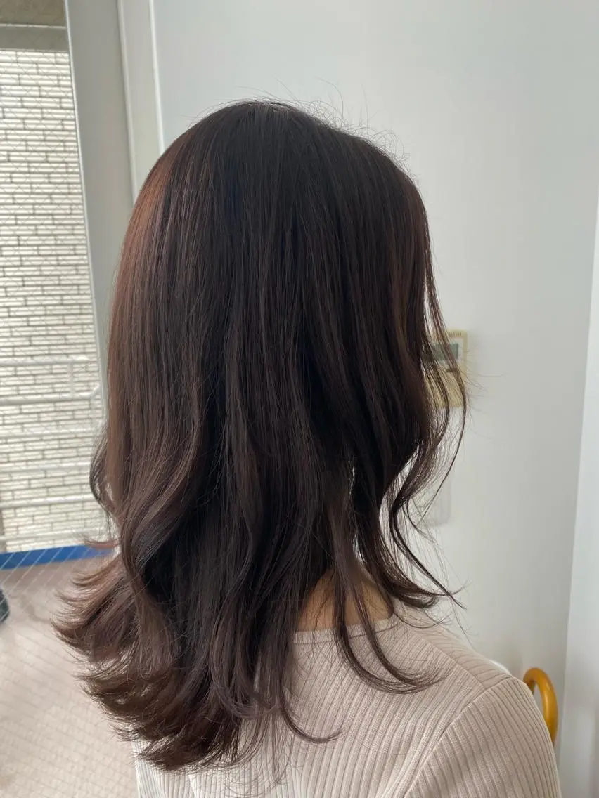 セミロング カラー ブリーチ ラベンダーカラー パーマモデル募集中 渥美翔人のヘアスタイル