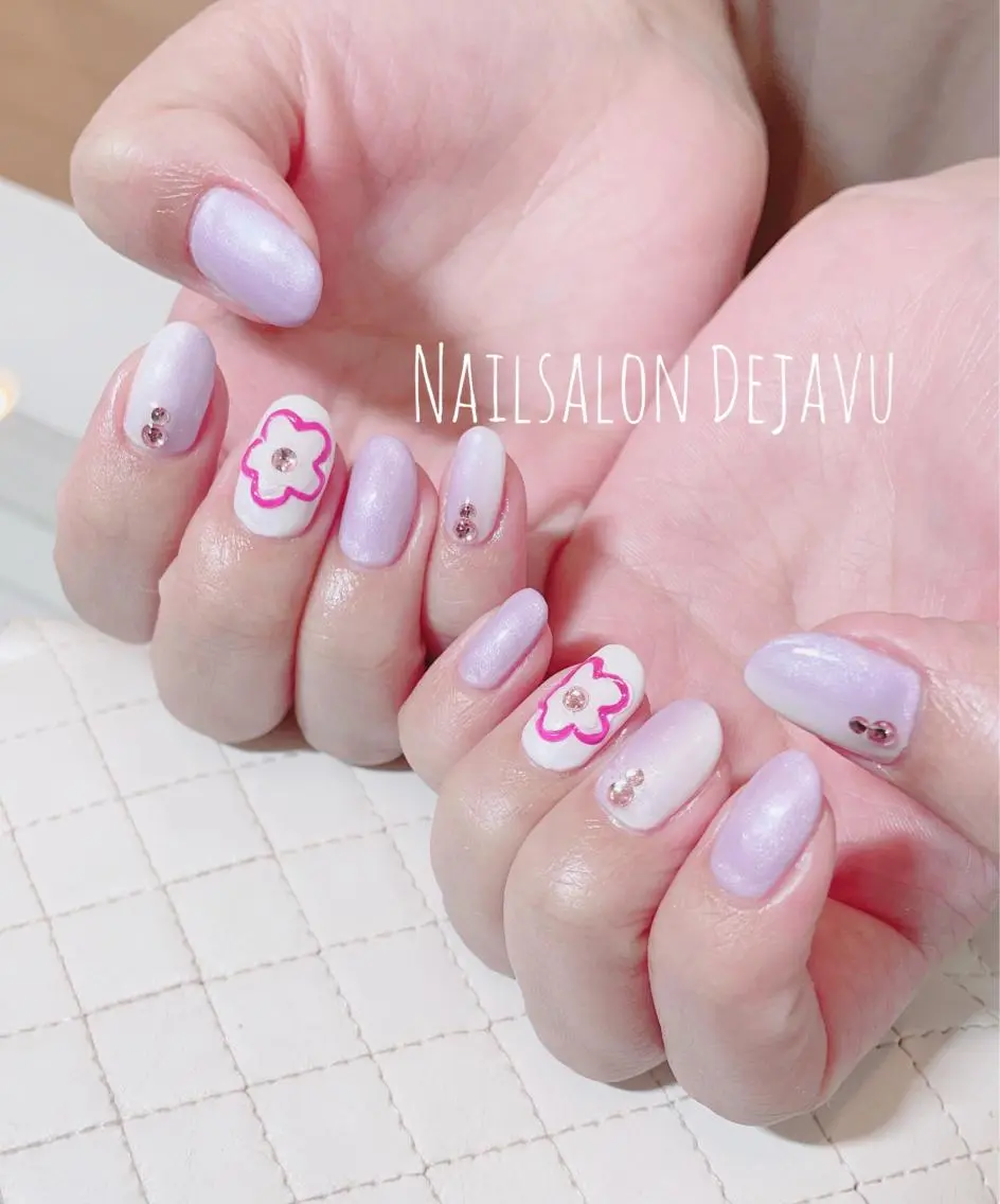 ネイル アートネイル 春ネイル ハンドネイル Nail salon Dejavu 🌿のネイルデザイン