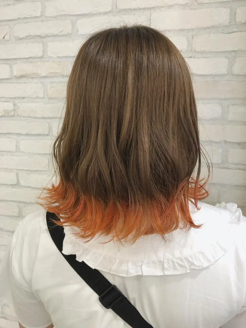 ミディアム カラー オレンジ 大平 美沙のヘアスタイル