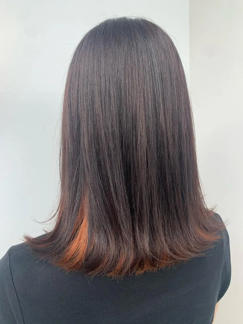 ミディアム カラー ブリーチ グレージュ オレンジ 中目黒🌼 🌼ハナのヘアスタイル