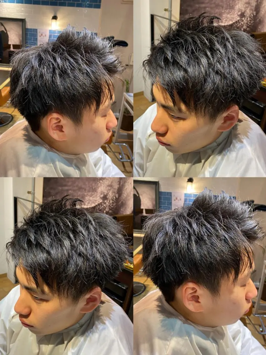 ショート カラー パーマ ヘアアレンジ メンズ 🔥メンズパーマ 特化 渡辺一翔のヘアスタイル