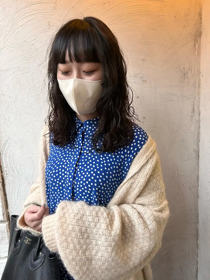 セミロング パーマ お任せヘア☘️☘️ 及川渚のヘアスタイル