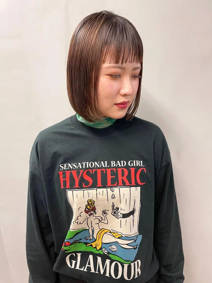 ミディアム カラー パーマ ヘアアレンジ メンズ キッズ ネイル マツエク・マツパ アイブロウ ボブ tatsumi/ボブ ウルフ/レイヤーのヘアスタイル