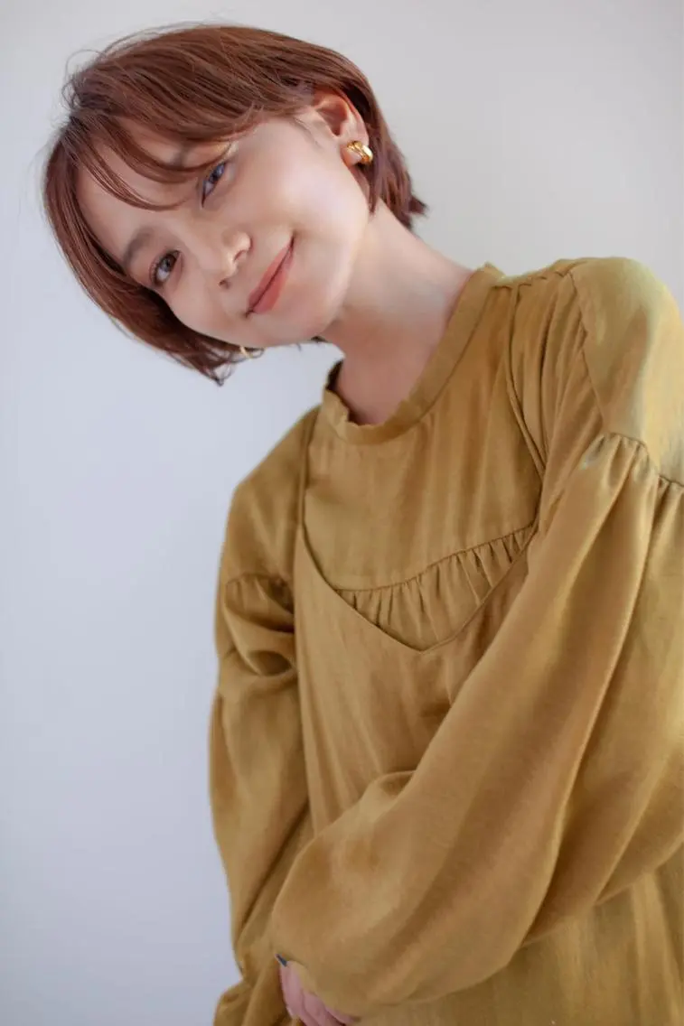 ショート カラー ブラウンカラー オレンジ オレンジブラウン カット ヘアカラー 店長福島成美/髪質 改善縮毛矯正/カラーのヘアスタイル
