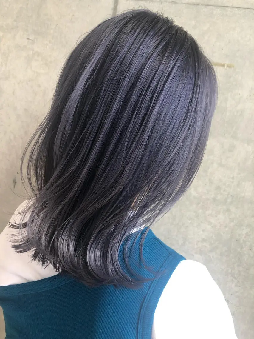 ミディアム カラー ブリーチ ブルーカラー ラベンダーカラー ネイビーカラー 【美髪】 竹本友哉のヘアスタイル