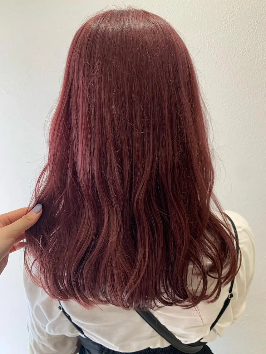 ロング カラー ブリーチ レッドカラー カット ヘアカラー トリートメント hubhair レイヤー/透明感のヘアスタイル
