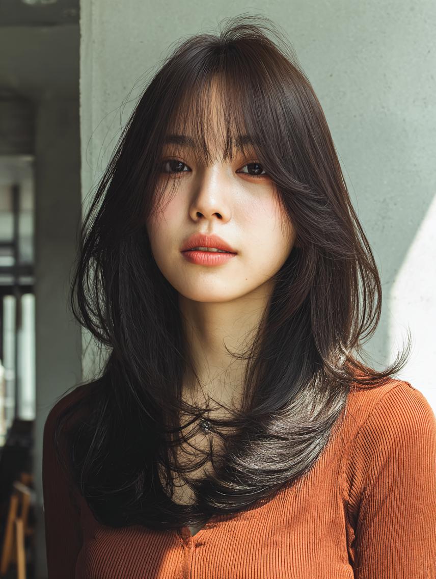 セミロング 🍒暖色×ハイトーン ×デザイン✨まなりのヘアスタイル