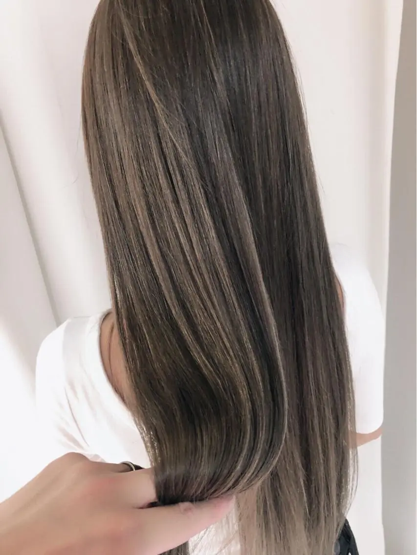 ロング カラー パーマ ヘアアレンジ アッシュ バレイヤージュ ブリーチ ケアブリーチ 透明感カラー カット 縮毛矯正 トリートメント バレイヤージュ 藤沢 髪質改善 竹内ケンゴのヘアスタイル