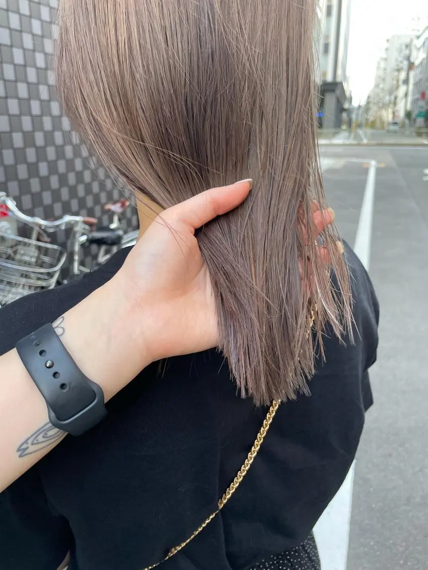 ミディアム カラー やまさきえりこ ニュアンスパーマのヘアスタイル