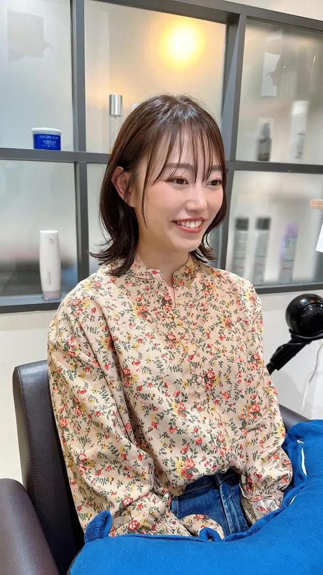 ミディアム カラー 髪質改善 縮毛矯正 トリートメント 酸性ストレート ヘアカラー 宮澤  タケル ミディアムヘアのヘアスタイル