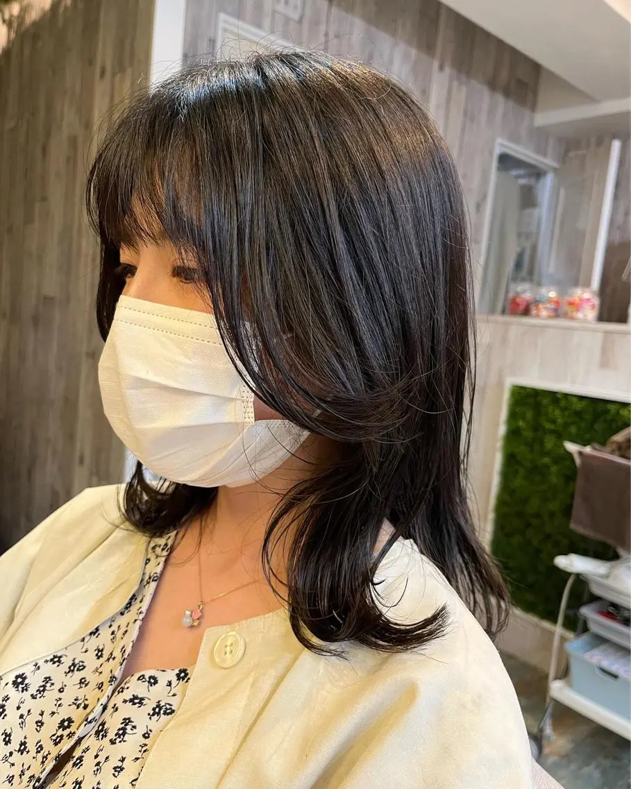 ミディアム 顔周りカット 韓国風ヘア レイヤーカット ショートカット 💙hiyoriのヘアスタイル