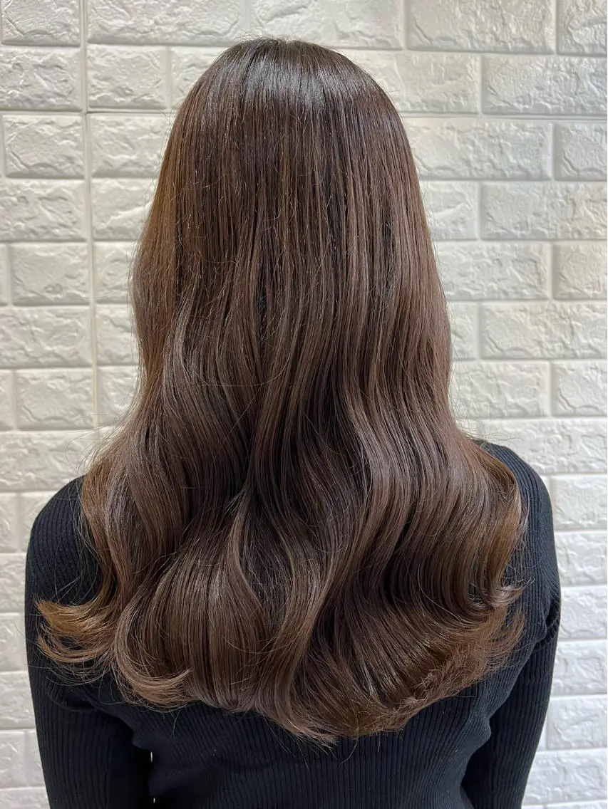 ロング カラー ベージュカラー ブラウンカラー ショコラグレージュ チョコレートブラウン ココアベージュ カット ヘアカラー トリートメント 艶髪 ♡Tomiyaのヘアスタイル