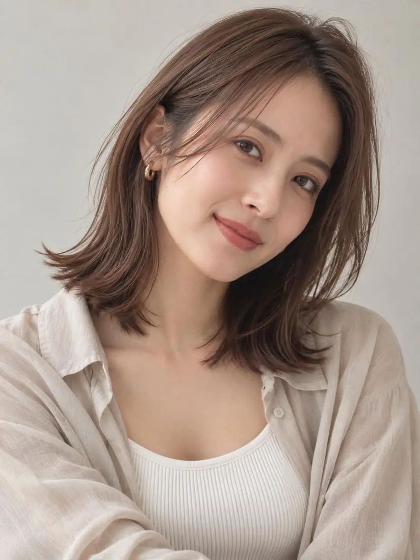 セミロング カラー ブリーチ ケアブリーチ 透明感カラー ダブルカラー イヤリングカラー カット ヘアカラー トリートメント ヘッドスパ "オトナ髪”/ LAKA TOCCAのヘアスタイル