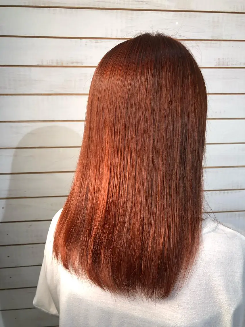 ミディアム カラー オレンジ カット ヘアカラー トリートメント ヘッドスパ 🦋美髪/エクステ 🦋アベイクミのヘアスタイル