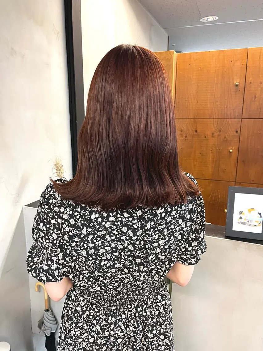 ミディアム カラー ヘアアレンジ ブリーチ ダブルカラー ブリーチなしカラー カット ヘアカラー ena/ブリーチなし 透明感・レイヤー🎀のヘアスタイル