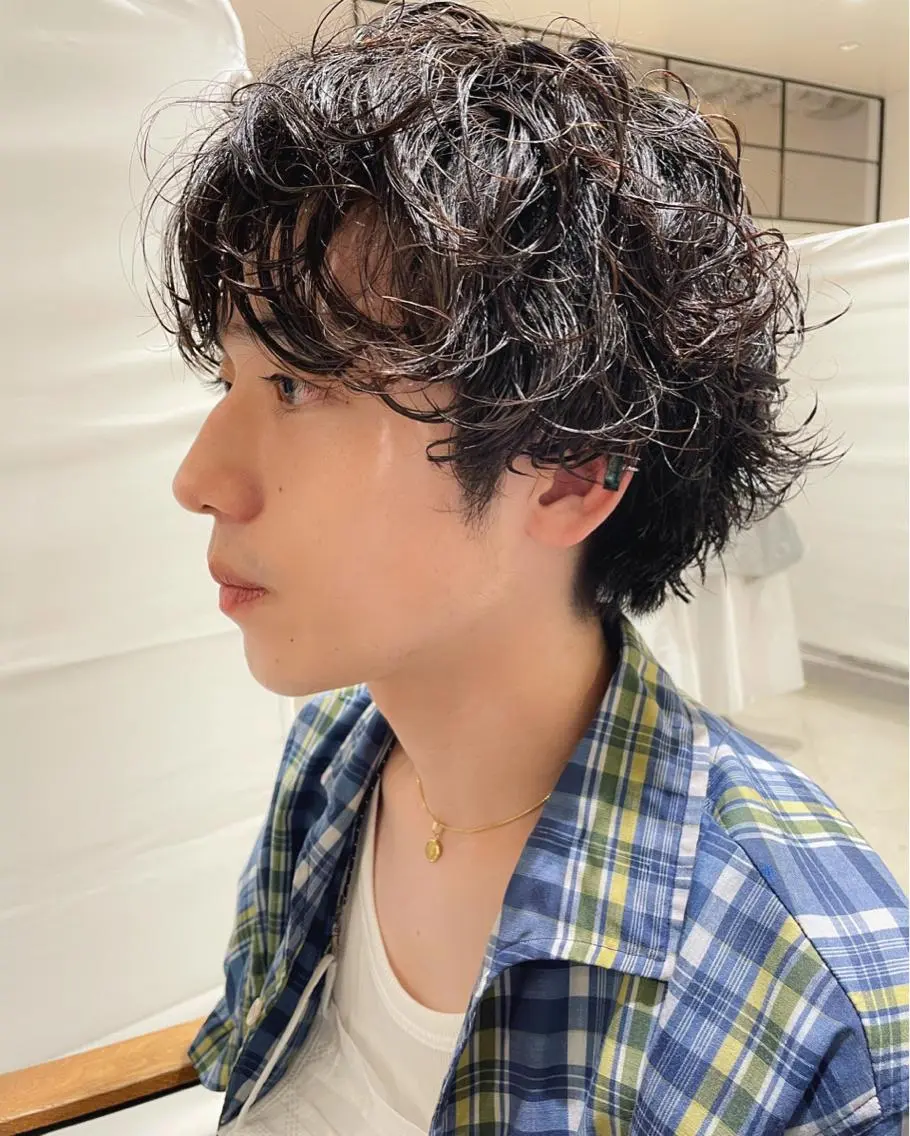 ショート パーマ メンズ マッシュ メンズパーマ くせ毛 伸ばしかけ カット パーマ トリートメント 村上雅人 ナチュラルモードのヘアスタイル