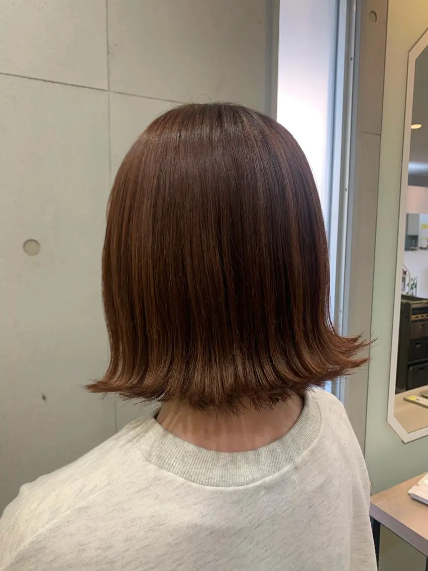 ミディアム オレンジブラウン おせ ちさとのヘアスタイル
