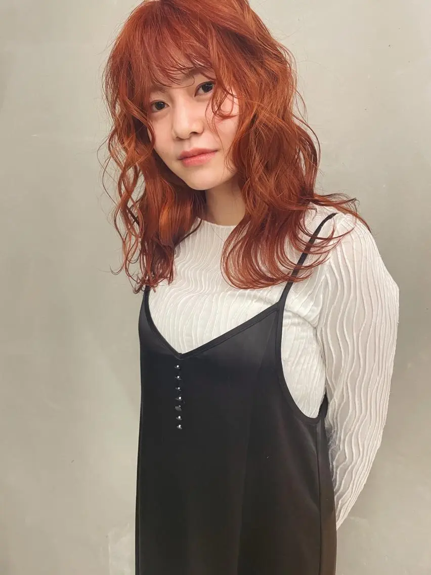 セミロング カラー オレンジ カット ヘアカラー トリートメント ヘアセット センスをお届けします 大谷将生infpのヘアスタイル