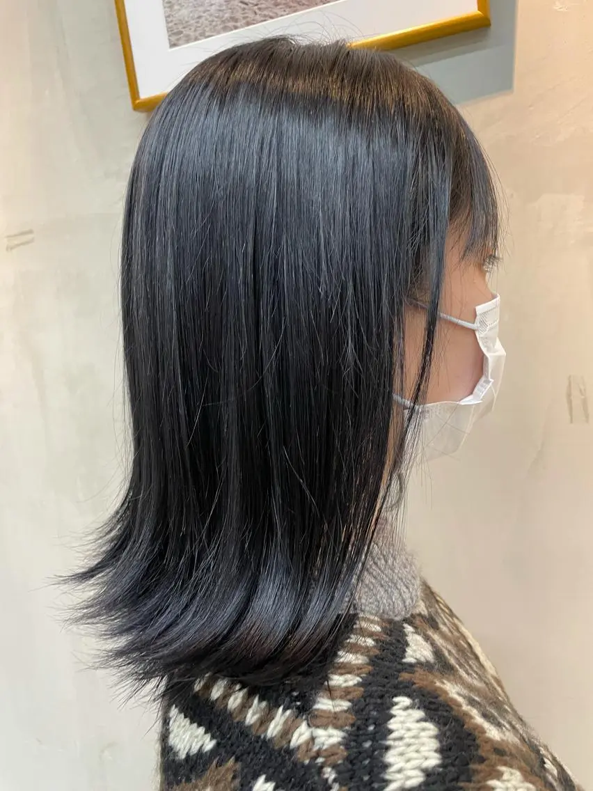 ミディアム カラー アッシュ 透明感カラー ボブ/ショート /パーマ/shinのヘアスタイル