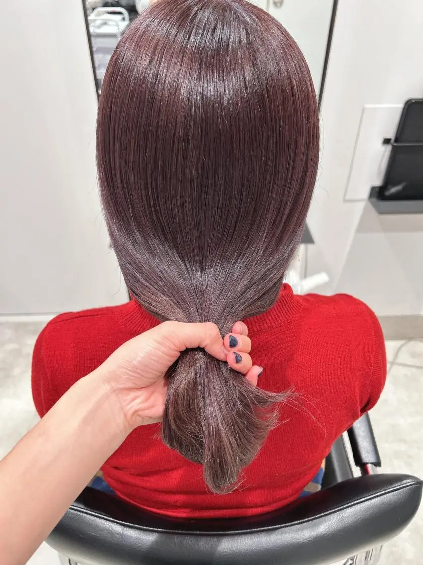ロング カラー ブラウンカラー ピンクカラー ピンクブラウン カット ヘアカラー トリートメント ヘッドスパ スキバサミを使わない カット🌼唯🌼のヘアスタイル