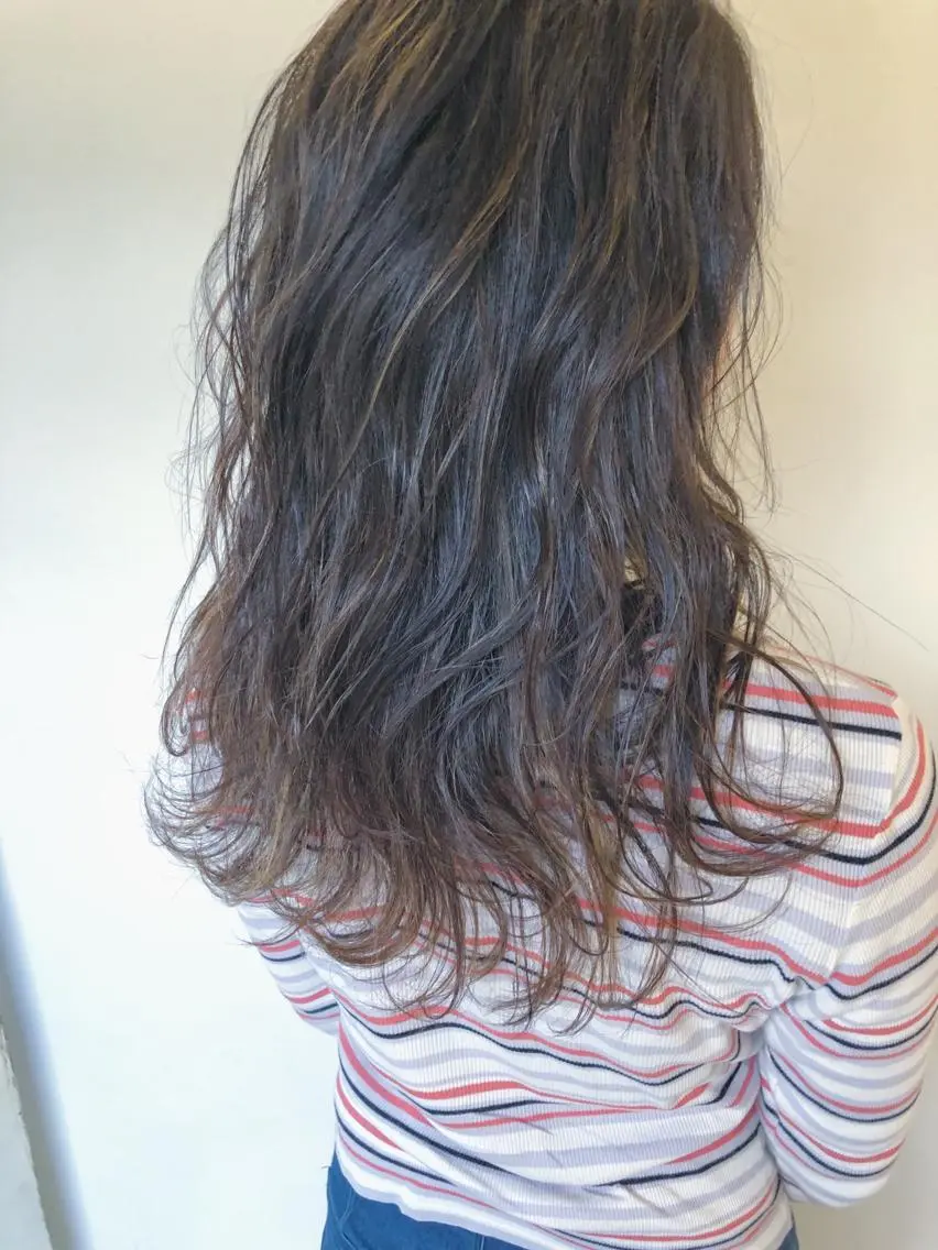 ロング カラー アッシュ ハイライトカラー ハイライト 似合わせ専門美容師 なかじまのヘアスタイル