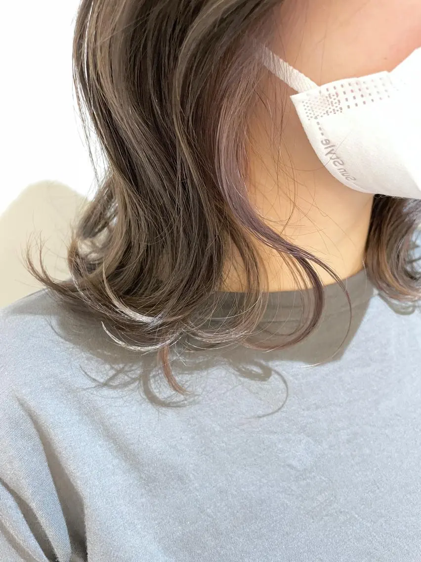 ミディアム ヘアカラー トリートメント 💎小顔前髪&髪質 改善カラー💎片桐のヘアスタイル