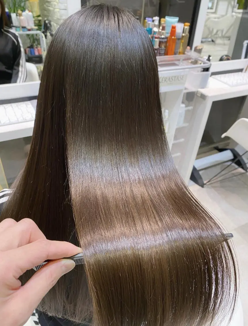 ロング カラー 髪質改善 トリートメント カット 縮毛矯正 トリートメント 内藤 裕真  k-twoのヘアスタイル