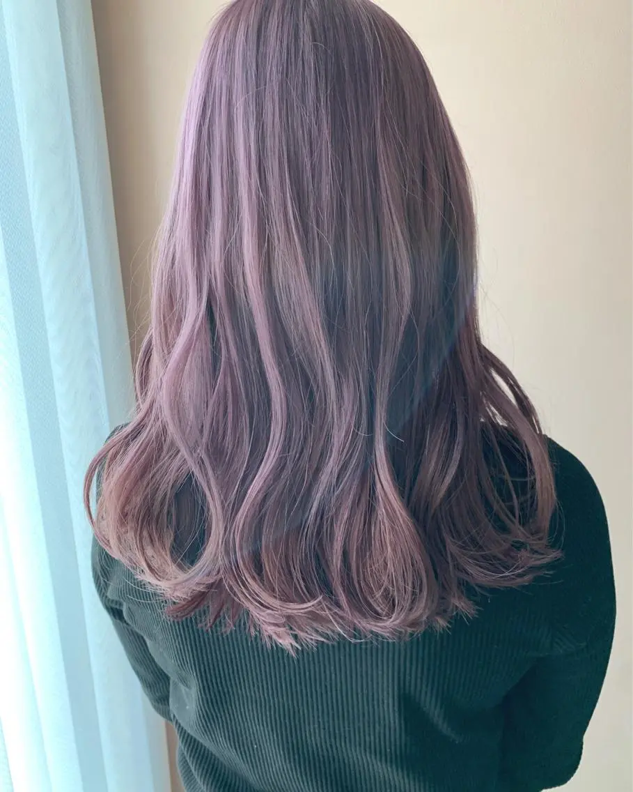 ロング カラー ブリーチ ラベンダーカラー ピンクカラー ピンクラベンダー カット ヘアカラー トリートメント hubhair レイヤー/透明感のヘアスタイル