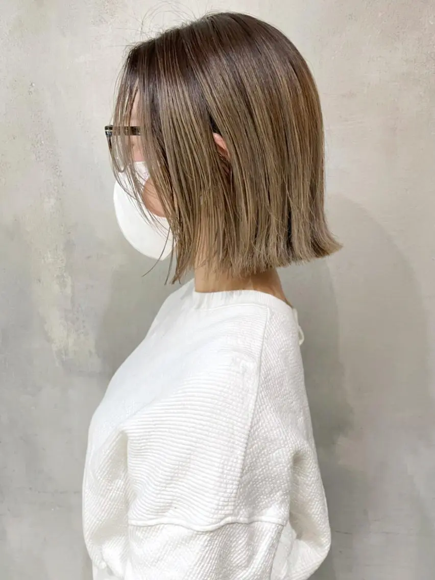 カラー パーマ ヘアアレンジ アッシュ ベージュカラー ボブ カット ヘアカラー トリートメント ITbyALBUM 八王子店のヘアスタイル