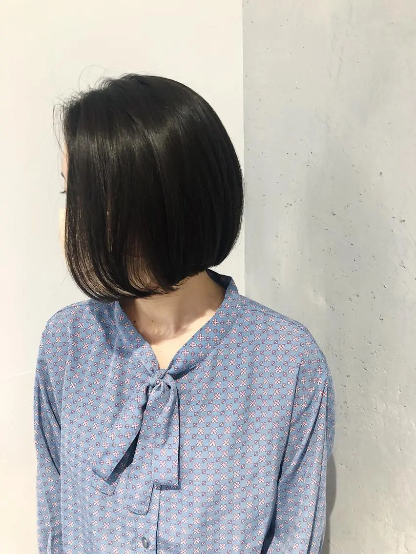 ミディアム カラー 黒髪 グレーブラック カット ヘアカラー トリートメント 髪質改善/顔まわり 石原のヘアスタイル