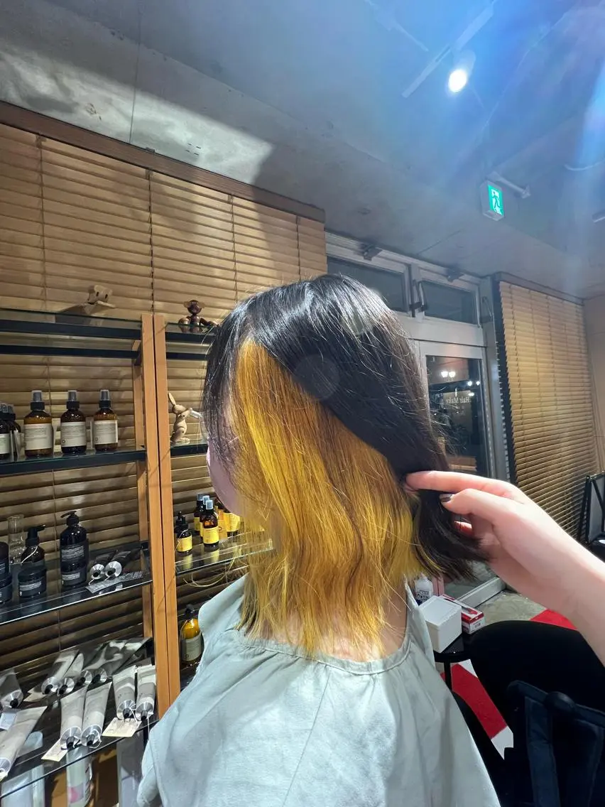 ミディアム カラー ヘアアレンジ ブリーチ 渡部 彩花のヘアスタイル