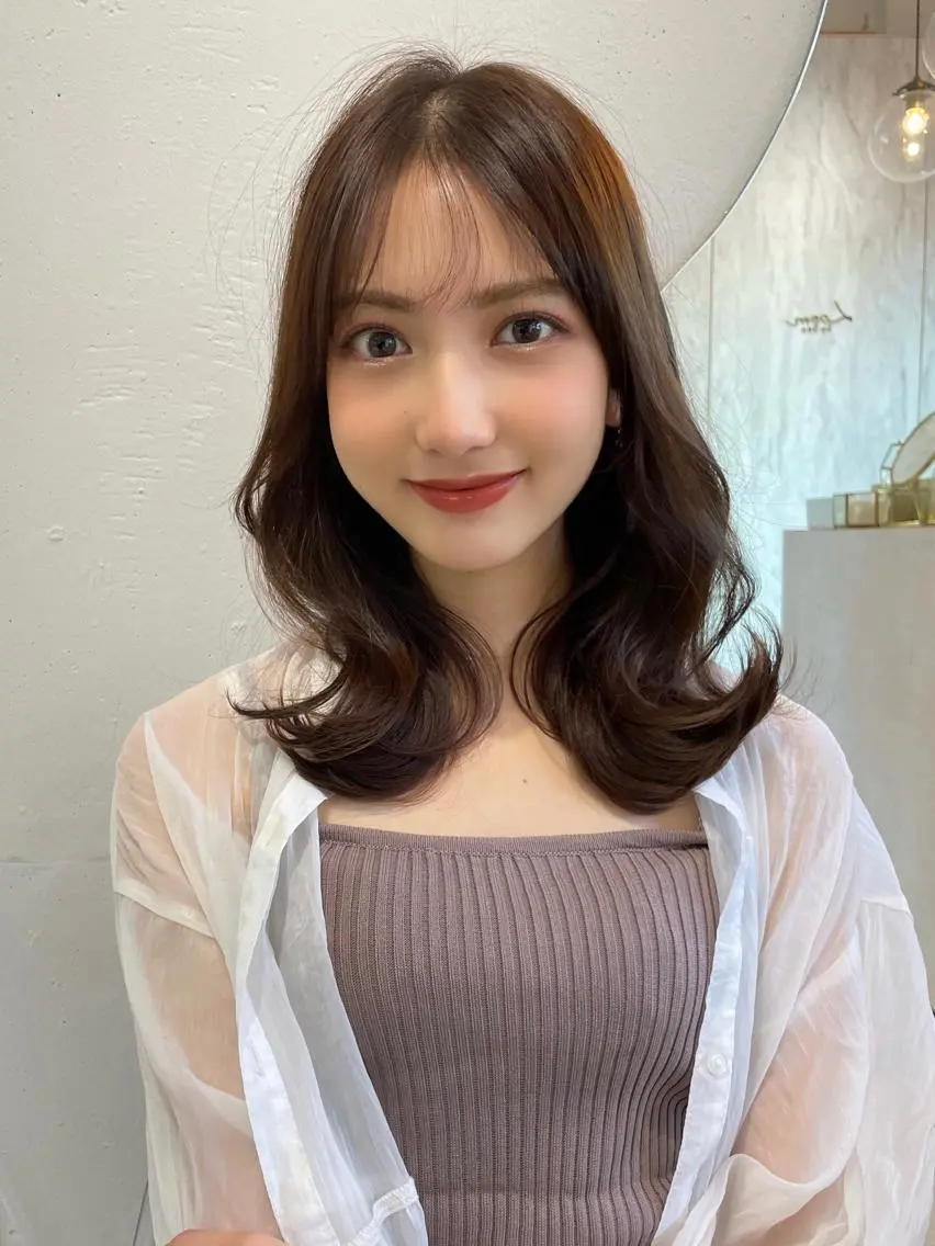 ミディアム カラー 上品ヘア🤍顔周り/ レイヤー✨/林遼一郎のヘアスタイル
