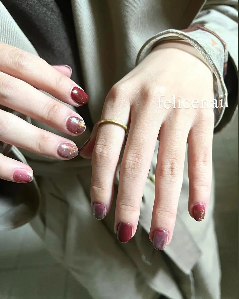 ネイル ボルドー ニュアンスネイル felice nailのネイルデザイン