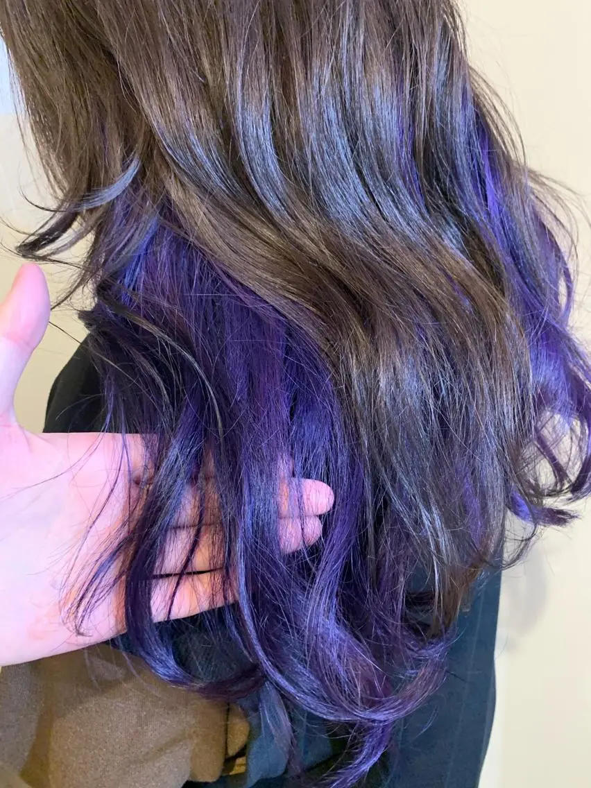 ロング カラー ヘアアレンジ ブルーカラー ブルーパープル パープルカラー Loa misakiのヘアスタイル