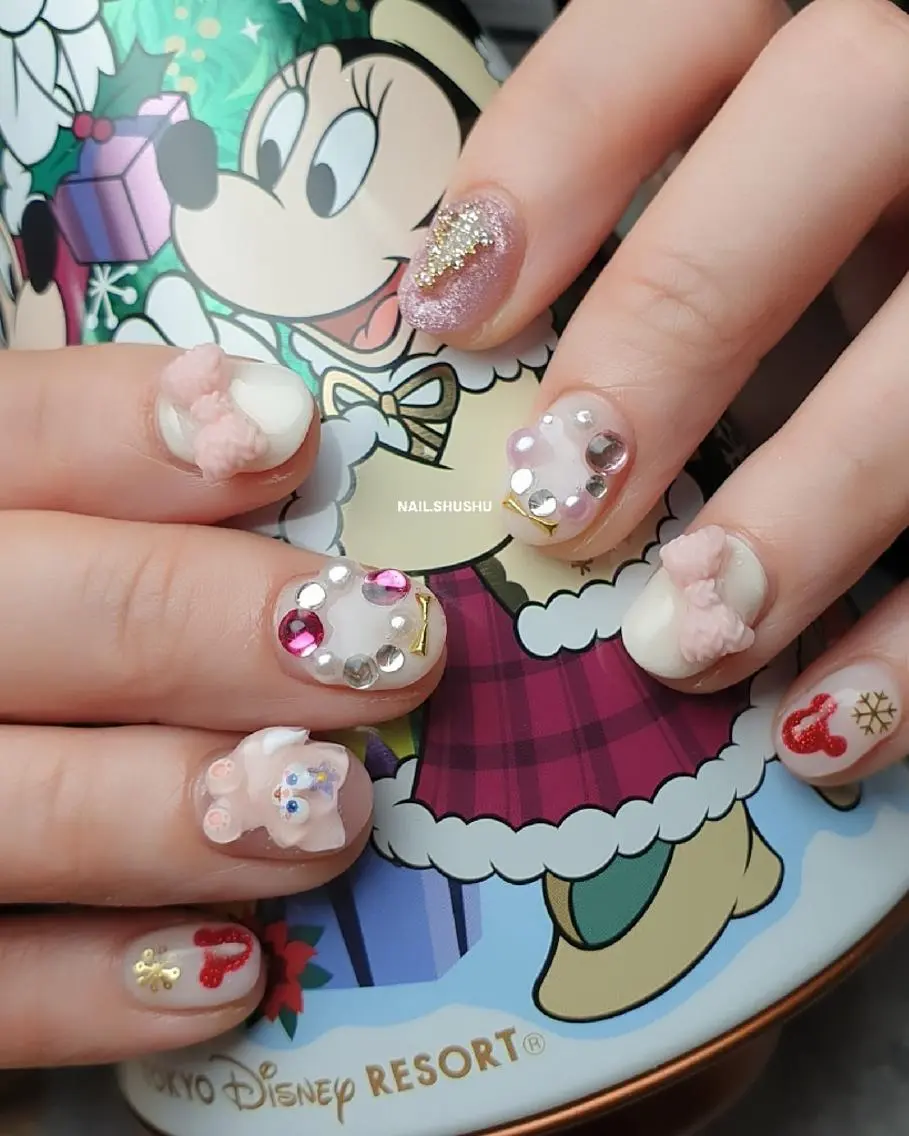 ネイル 持ち込み ニュアンスネイル シンプルネイル 冬ネイル 3dパーツ/流行り 👧shushu❤️のネイルデザイン