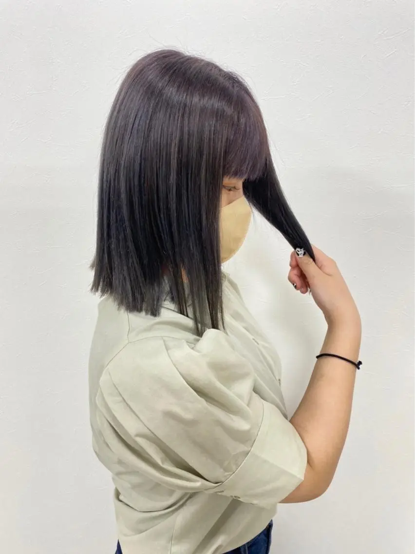 ミディアム カラー パープルカラー カット ヘアカラー トリートメント 暖色カラー・メンズ 🫧Harukaのヘアスタイル