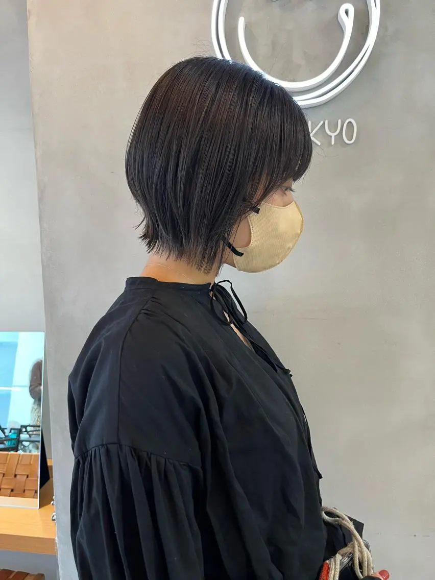 ミディアム 縮毛矯正ボブ&顔まわ レイヤー♡TOMOEのヘアスタイル