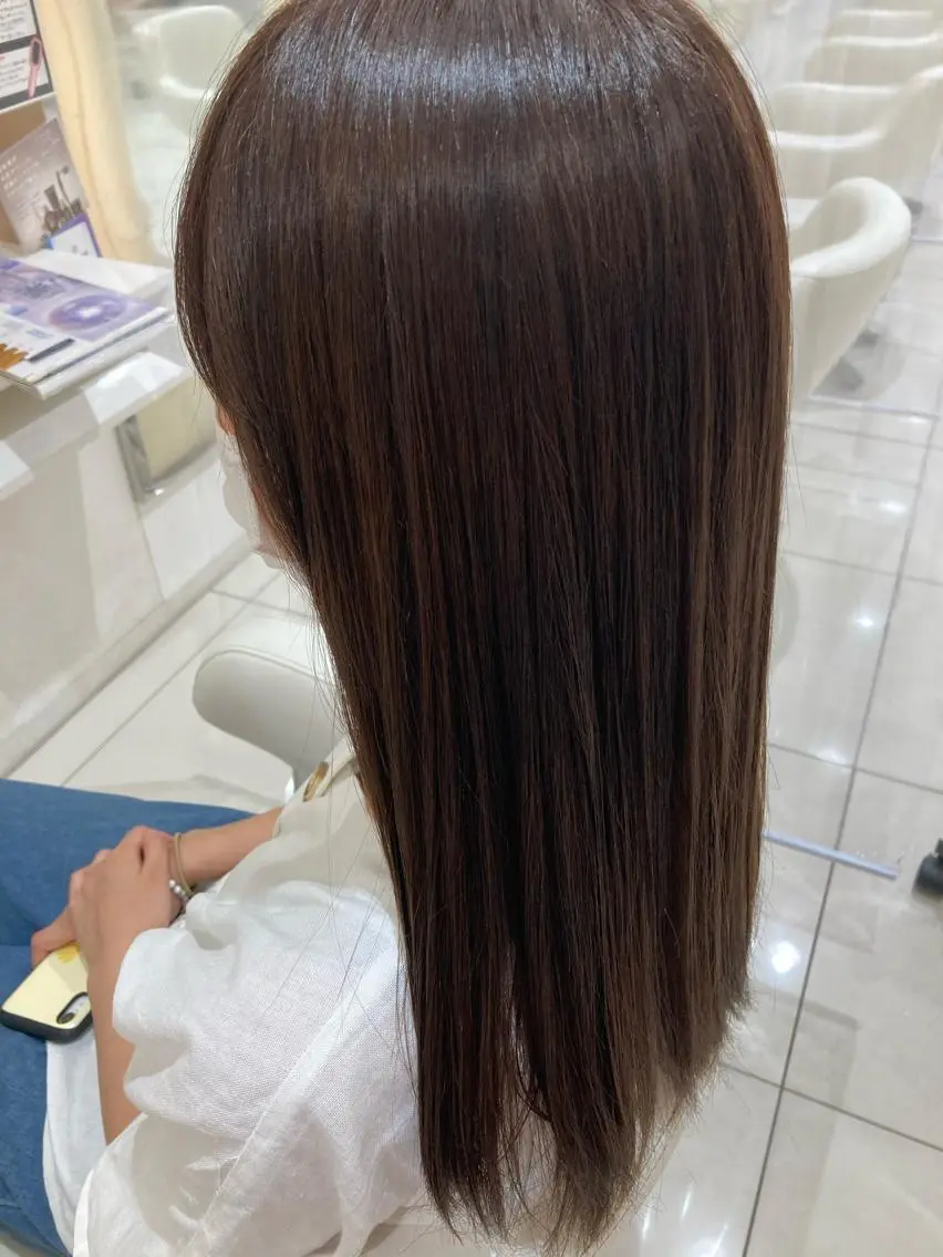 ロング カラー グレージュ カット ヘアカラー トリートメント 田中 あかねのヘアスタイル