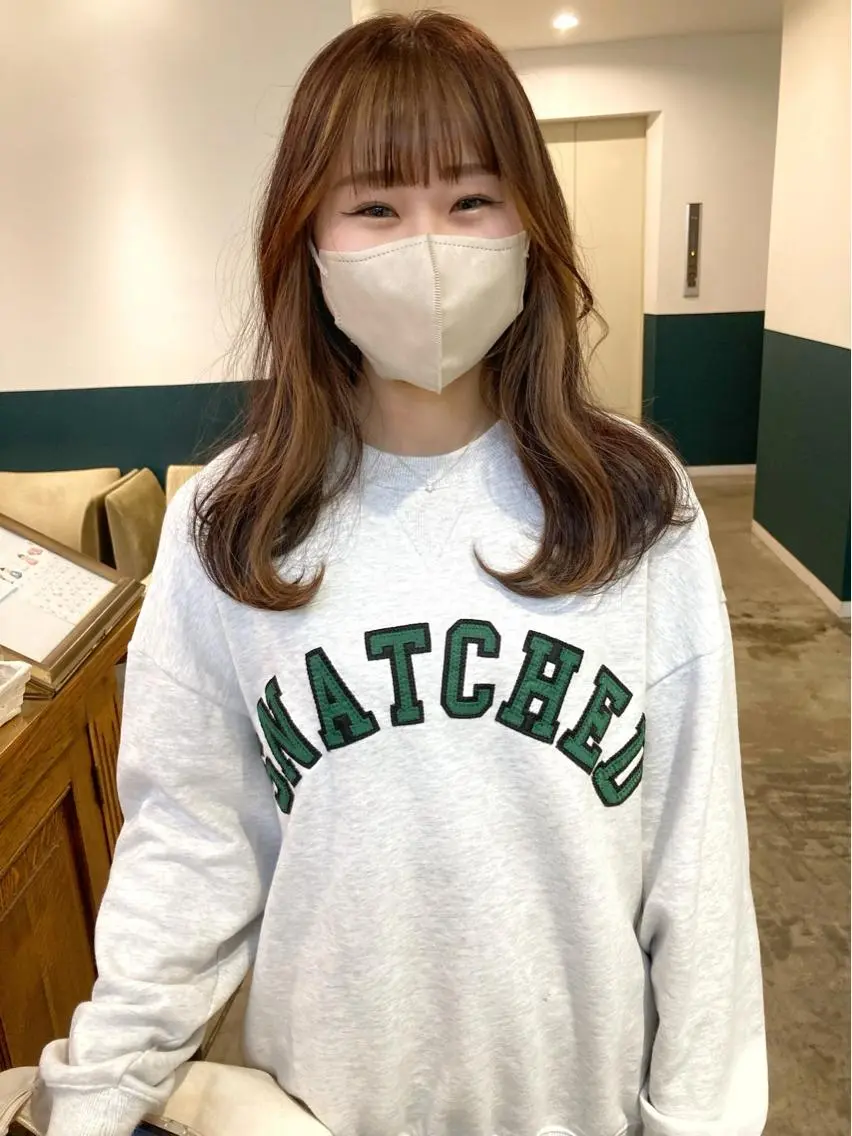 セミロング ミストバング 顔周りカット ヘアカラー カラーリスト菅野 竜矢🌈のヘアスタイル