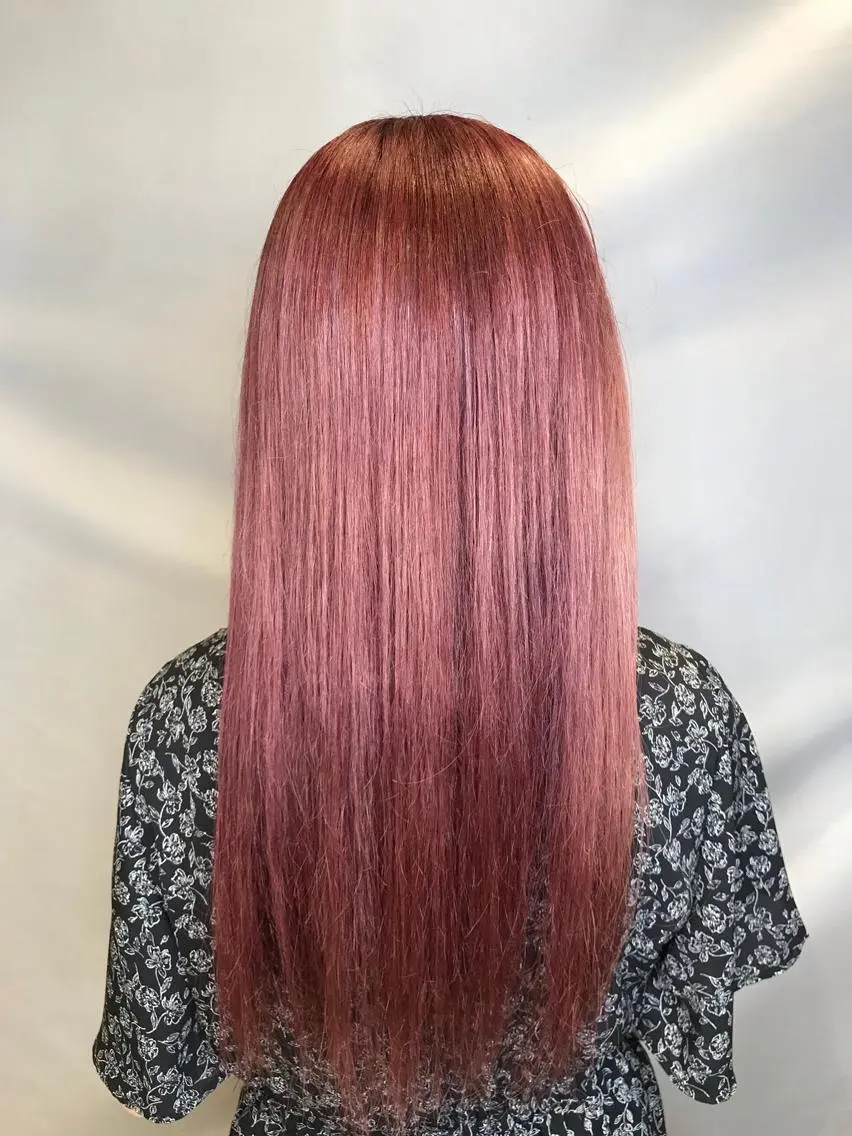 ロング カラー ヘアアレンジ ピンクカラー レッドカラー ヘアカラー トリートメント ✂︎山﨑 涼太✂︎のヘアスタイル
