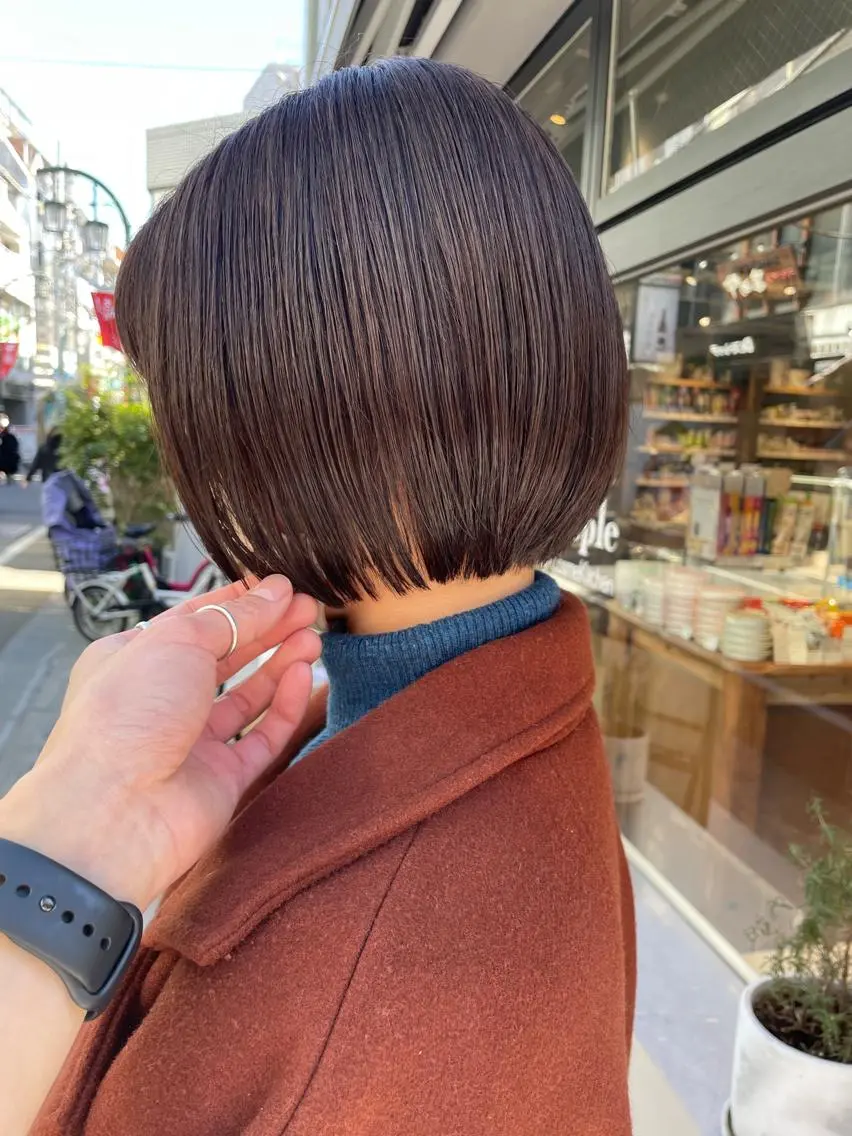 ショート カラー ショートボブ ブラウンカラー モカブラウン ボブ ショートヘア カット ヘアカラー トリートメント HIROKI ”博多 /ボブのヘアスタイル