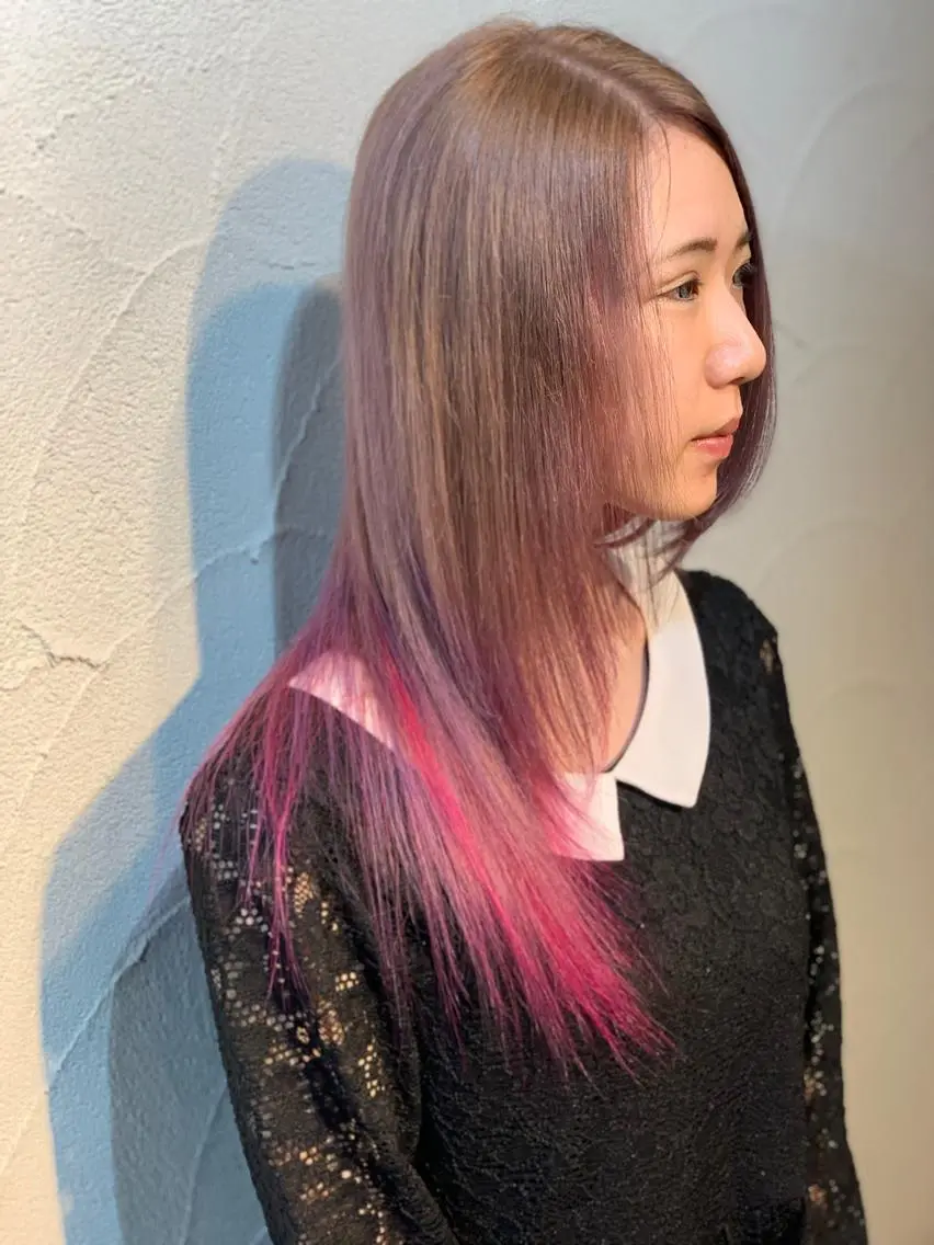 ロング カラー ピンクカラー パープルカラー ✂︎中山竜哉✂︎ 川崎スタイリストのヘアスタイル