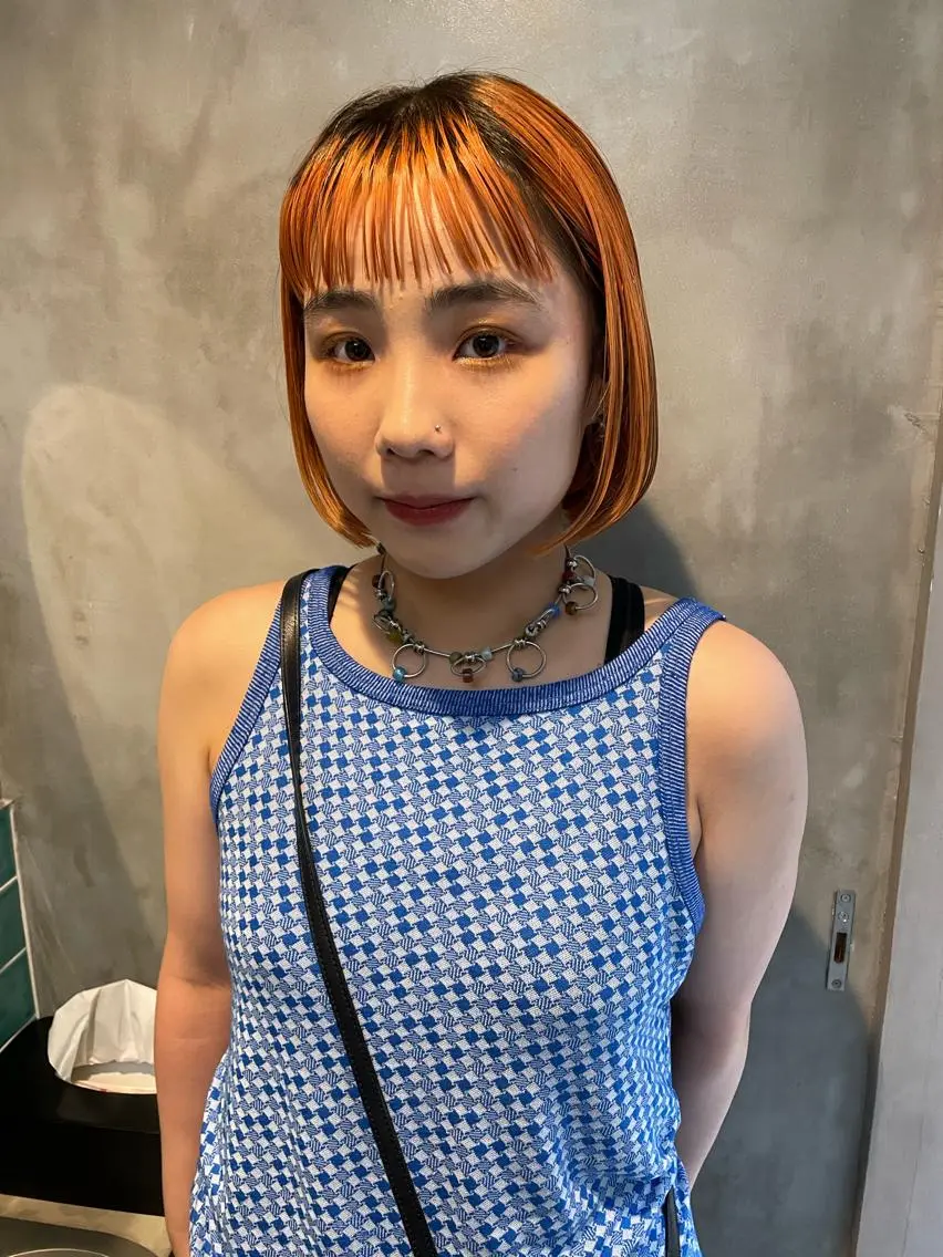 ショート カラー オレンジ カット ヘアカラー トリートメント 👑ボブはお任せ ミヤノ👑のヘアスタイル