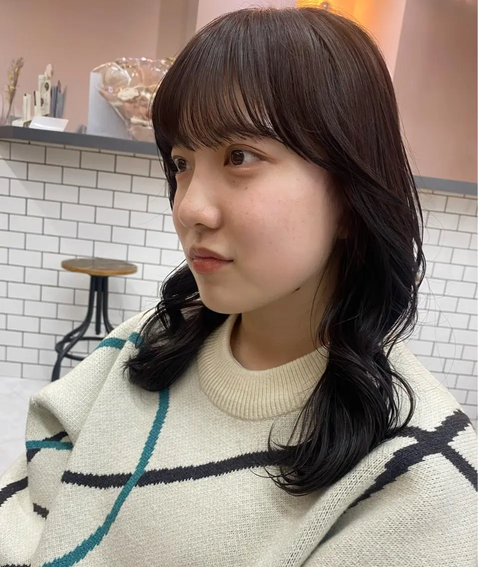 セミロング カラー カット ヘアカラー 韓国風レイヤーカット 🍒サンジキ アカリのヘアスタイル