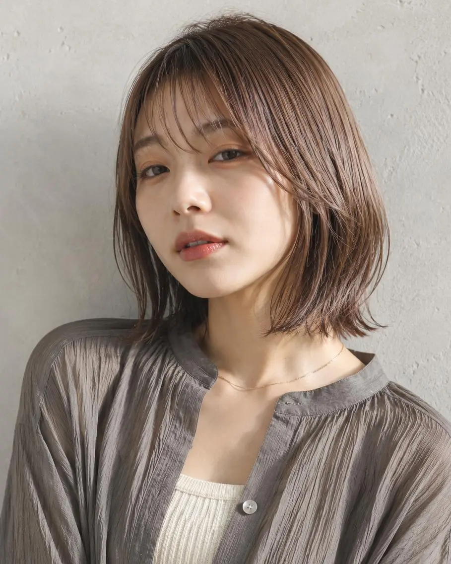 ミディアム ブリーチなし透明感 カラー🌷宮部楓奈のヘアスタイル