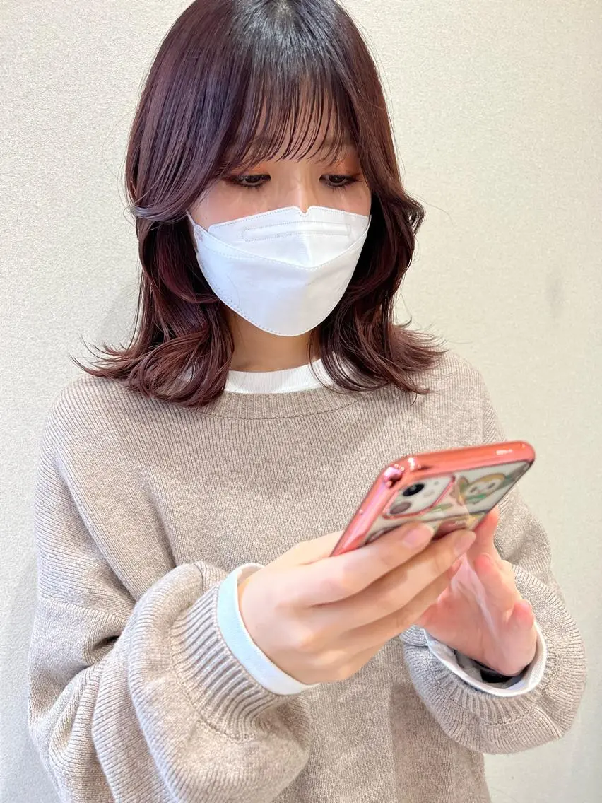 ミディアム カラー レッドカラー エギョモリ 外国人対応 佐久間のヘアスタイル