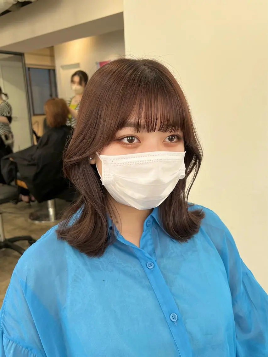 ミディアム カラー ブラウンカラー ココアブラウン くびれヘア カット 【韓国風くびれヘア】 joule小木曽輝のヘアスタイル