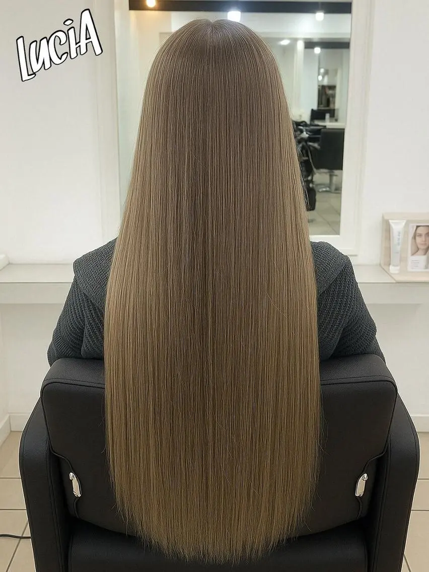 カラー ロング ヘアアレンジ シールエクステ 黒髪 ブリーチ ダブルカラー ハイトーンカラー LuciAエクステ カラー3000セラのヘアスタイル