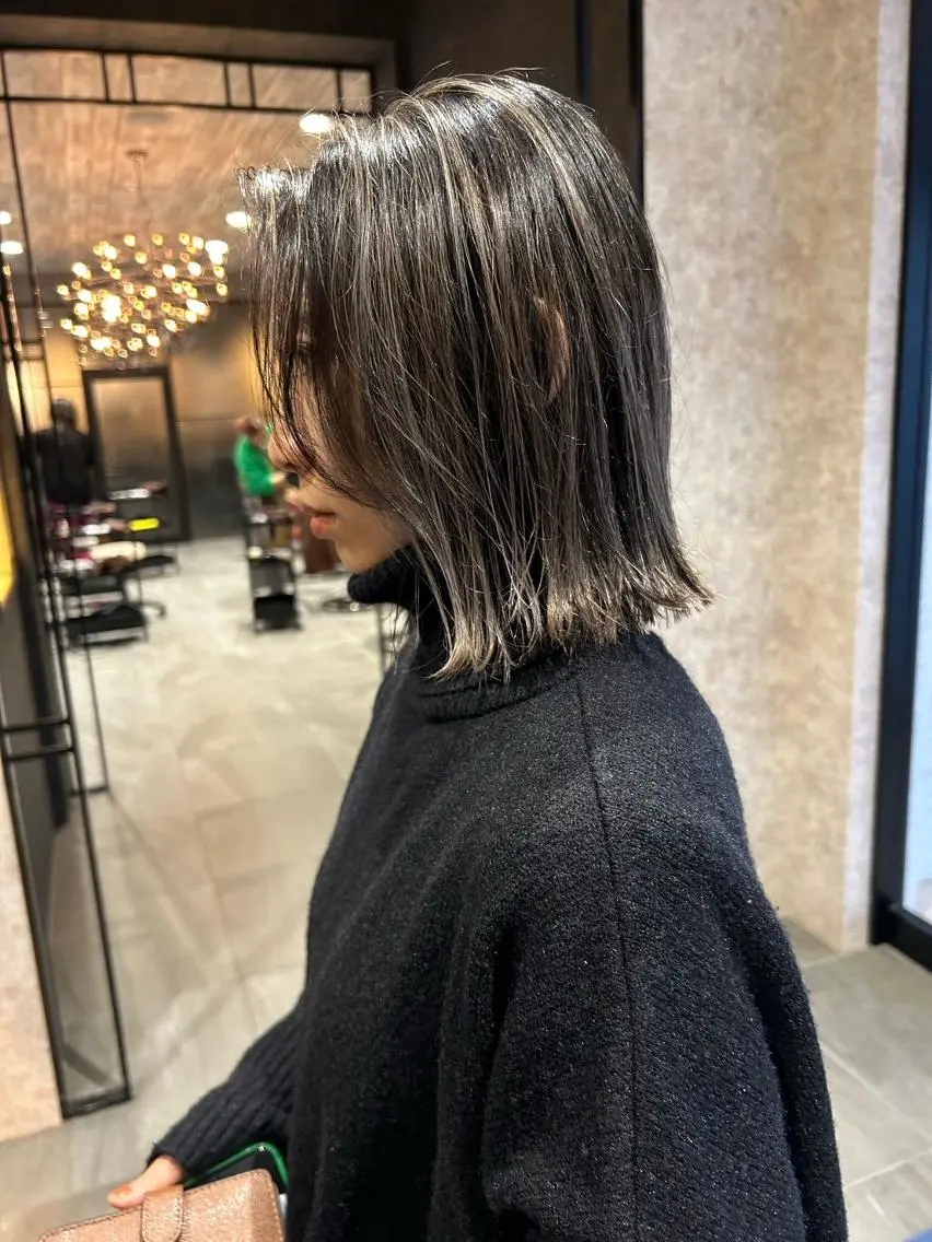 カラー ミディアム バレイヤージュ ブリーチ ダブルカラー ハイライトカラー ハイライト ヘアカラー ハイトーンベージュ 新潟/Manamiのヘアスタイル